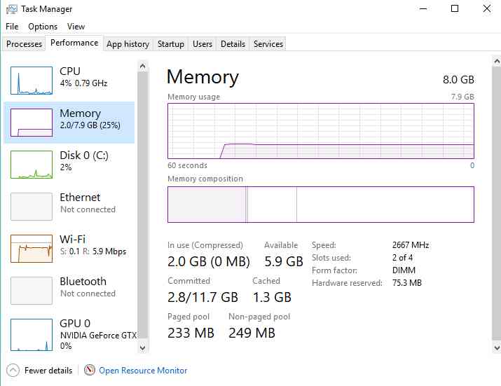 how to find ram speed windows 10