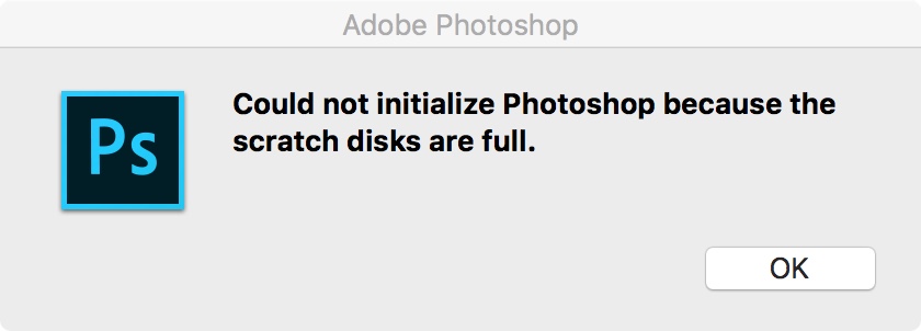photoshop 7 wont start scratch disk full