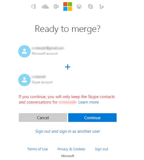 merge 2 microsoft accounts