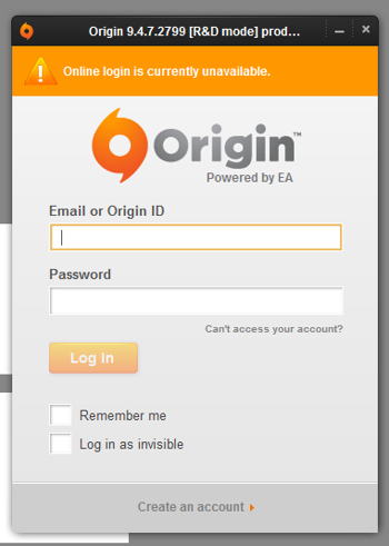 Origin log in