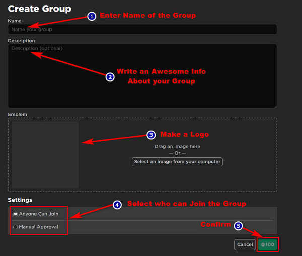 Create a Group on Roblox