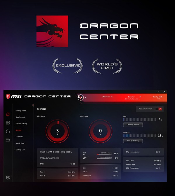 msi dragon center advanced fan speed