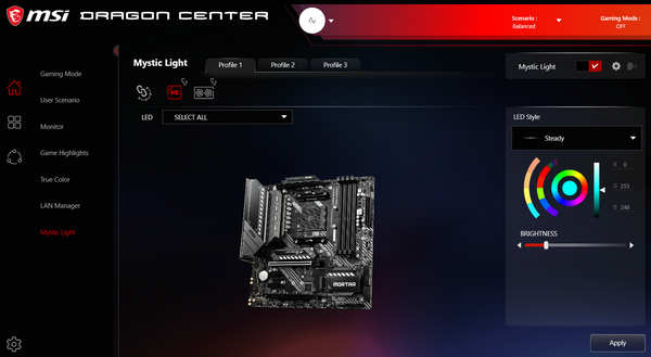 Dragon center msi нет mystic light