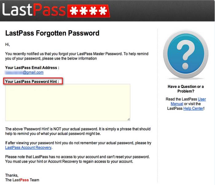 lastpass how to master password reset