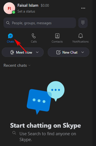 Skype chat history