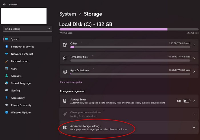 click-on-advanced-storage-settings