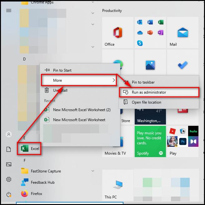 excel-run-as-administration