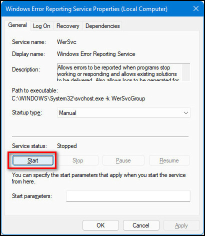 windows-error-reporting-service-start
