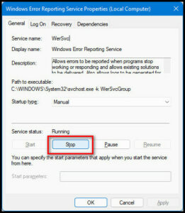 windows error reporting service cpu