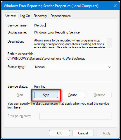 windows-error-reporting-service-stop