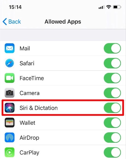 enable-siri-dictation-under-the-allowed-apps-option