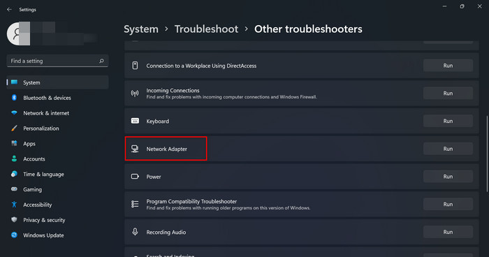 find-network-adapter-troubleshooter