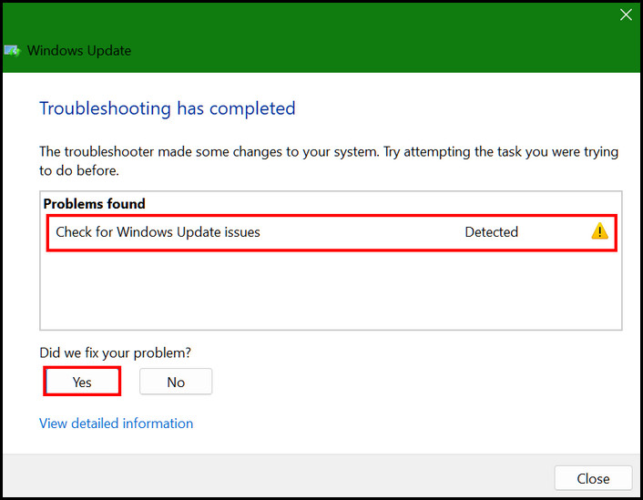 click-yes-windows-update-troubleshooter