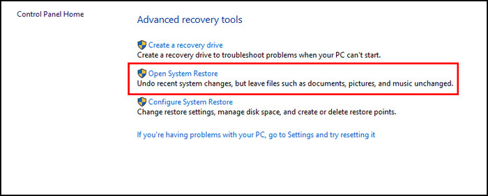 recovery-open-system-restore