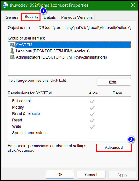 click-on-advanced-from-security-tab
