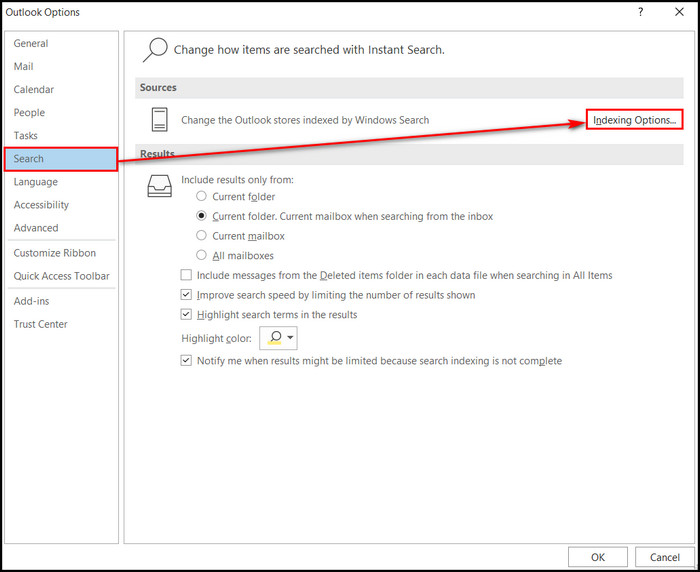 click-on-search-then-indexing-options-in-outlook