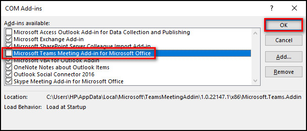 outlook-teams-add-in-uncheck
