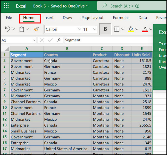 select-data-range-go-to-home-tab-on-Excel-web