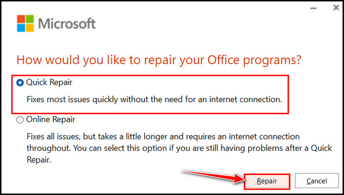 select-quick-repair-from-ms-office-repair-button