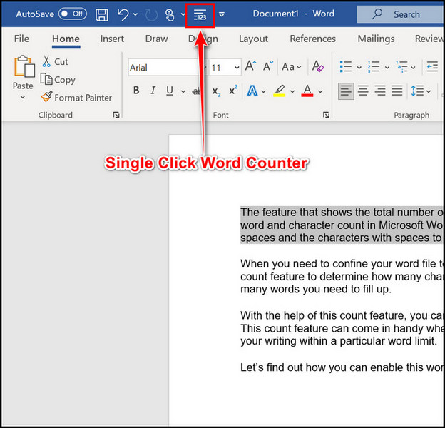 microsoft word count characters