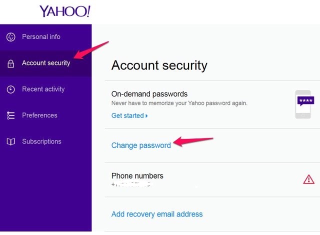 Change-password-yahoo