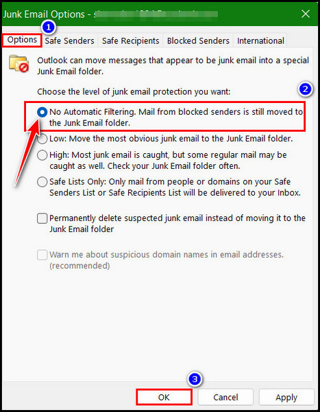 choose-no-automatic-filtering-from-outlook