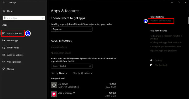 Open Programs and Features in Windows 10 [The Fastest Way]