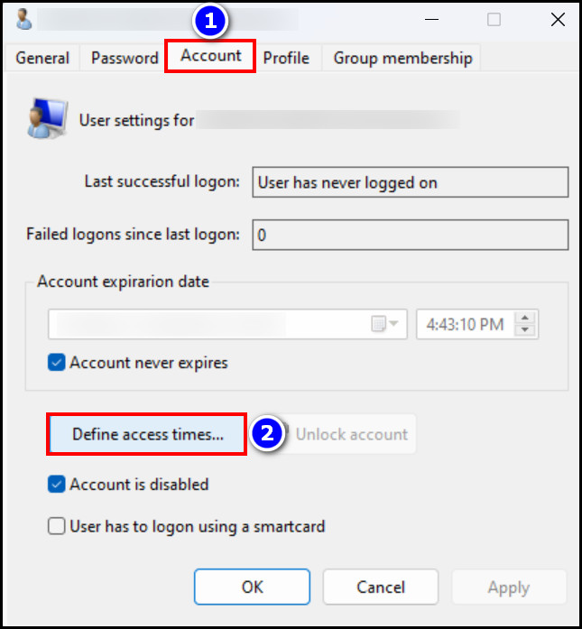 account-define-access-time