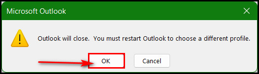 click-on-ok-to-restart-for-changing-outlook-profile