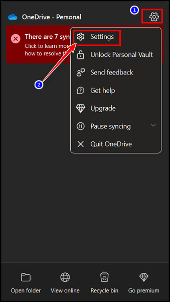 click-onedrive-settings-option
