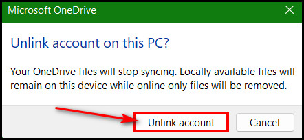 click-unlink-account-from-prompt-in-onedrive
