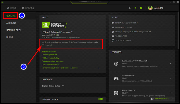 enable-experimantal-feature-from-nvidia-geforce-experience