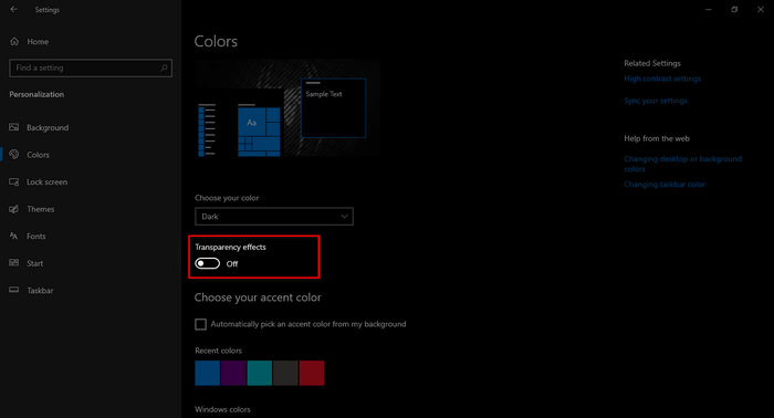 settings-personalize-colors-transparancy