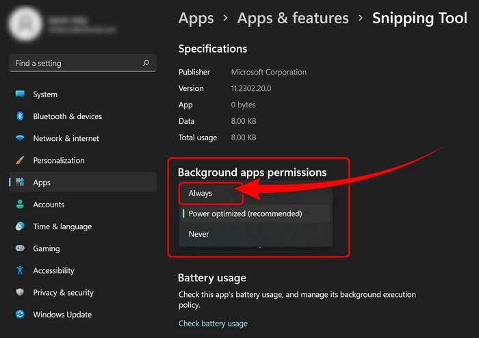 snipping-tool-background-app-permission-win11