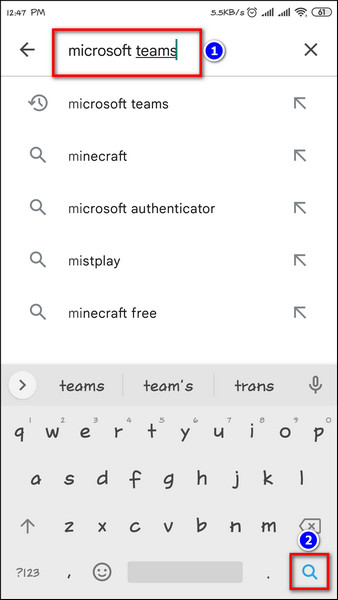 search-microsoft-team-on-mobile