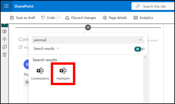 sharepoint-pages-add-yammer-highlight