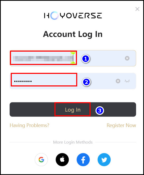 login-hoyoverse-with-id-and-password